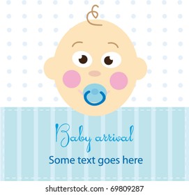 Baby boy arrival card with text field