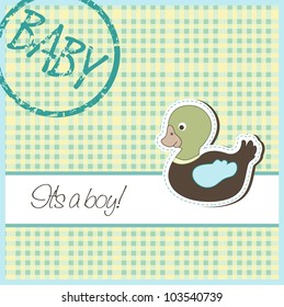 Baby boy arrival card, vector