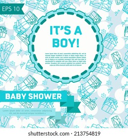 baby boy arrival card, vector illustration