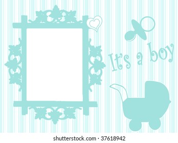 Baby Boy Arrival Card Vector Illustration Stock Vector (Royalty Free ...