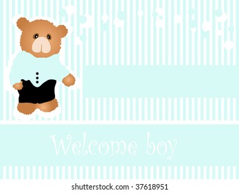 Baby boy arrival card - vector illustration