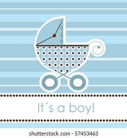 Baby boy arrival card, vector