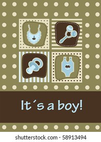 Baby boy arrival card, vector