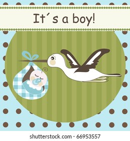 Baby boy arrival card, vector