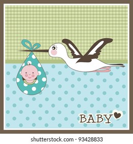 Baby boy arrival card, vector