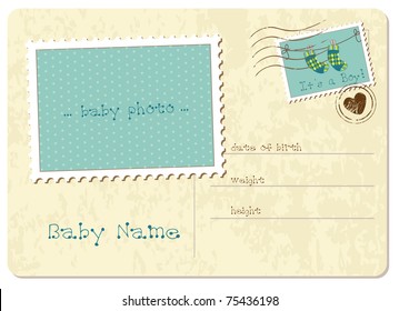 Baby Boy Arrival Postcard