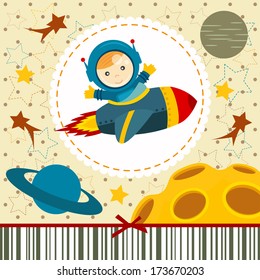 Baby Boy Astronaut - Vector Illustration