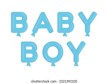 Baby boy balloons text semi flat color vector object. Editable element. Full sized item on white. Simple cartoon style illustration for web graphic design and animation. Fredoka One font used