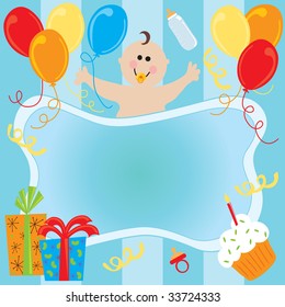 Baby Boy birthday Invitation