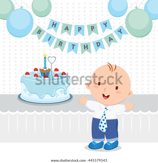 Image Vectorielle De Stock De Bebe Garcon Fete D Anniversaire Illustration Vectorielle