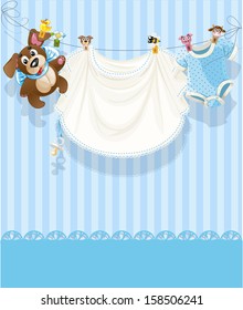 baby boy blue openwork announcement card