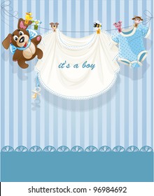 baby boy blue openwork announcement card