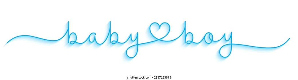 BABY BOY blue vector monoline calligraphy banner with swashes