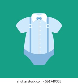 Baby boy bodysuit with collar and the bow tie. Vector illustration