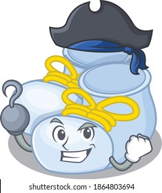 Baby boy boots cartoon design in a Pirate character with one hook hand
