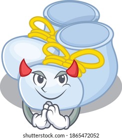Bebé botas de niño vestidas como el concepto del personaje de dibujos animados del diablo