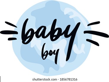 Baby boy born vector lettering illustration 