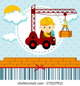 baby boy  builder - vector illustration
