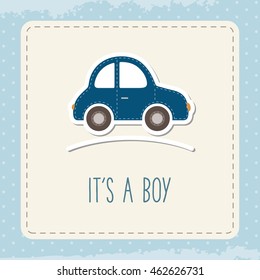 Baby boy car card. It's a boy. Greeting cad for baby.