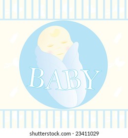 Baby Boy card and seamless background baby items