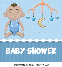 Baby boy cartoon icon. Baby shower invitation card. Colorful design. Vector illustration