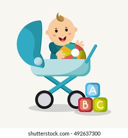 Baby boy cartoon of baby shower concept