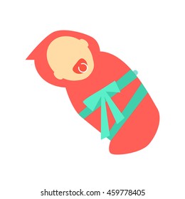 Baby boy character without face wrapped in red napkin vector. Flat design. Child template personage illustration for family, newborn, baby concepts, logos, infographic. Isolated on white background.