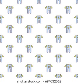 Baby boy clothes pattern in cartoon style. Seamless pattern vector illustration