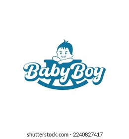 Baby boy cradle vector logo design