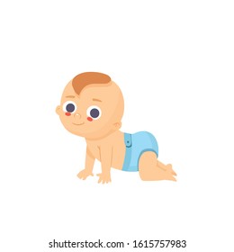 baby boy crawls vector illustration