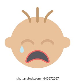 Baby boy cry flat icon, child and infant, vector graphics, a colorful solid pattern on a white background, eps 10.