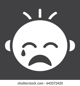 Baby Boy Cry Solid Icon, Child And Infant, Vector Graphics, A Filled Pattern On A Black Background, Eps 10.