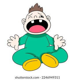 baby boy is crying because he feels alone. vector design illustration art