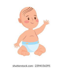 baby boy in diaper illustration isolated