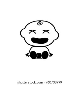 baby boy dissatisfied icon. Baby element icon. Premium quality graphic design icon. Signs, outline symbols collection icon for websites, web design, mobile app, info graphics on white background