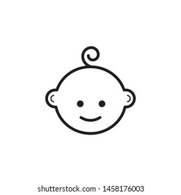 Baby boy face icon. Child with smile sign. Newborn symbol. Linear circle, square and star buttons with icons. EPS 10, Premium.