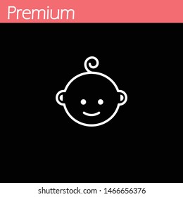 Baby boy face icon. Child with smile sign. Newborn symbol. Linear circle, square and star buttons with icons. EPS 10, Premium.