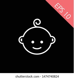 Baby boy face icon. Child with smile sign. Newborn symbol. Linear circle, square and star buttons with icons. EPS 10, Premium.