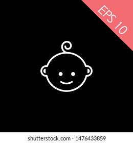 Baby boy face icon. Child with smile sign. Newborn symbol. Linear circle, square and star buttons with icons. EPS 10, Premium.