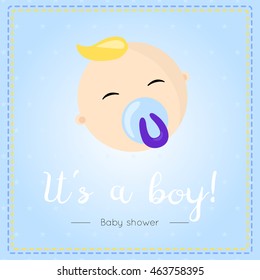 Baby boy face with type greeting card