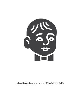 Baby boy face vector icon. filled flat sign for mobile concept and web design. Little boy with bow tie glyph icon. Symbol, logo illustration. Vector graphics