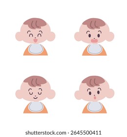 Baby boy facial expression set [surprised, wondering, happy, sleeping]