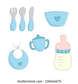 Baby boy feeding set