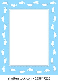 Baby Boy Footprints Border / Frame  With Empty White Space To Add Text