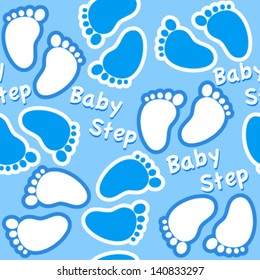 baby boy footsteps blue seamless pattern