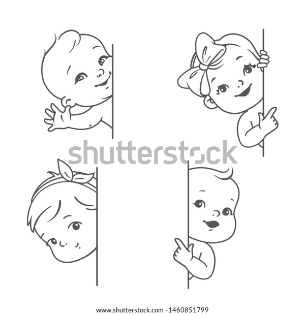 Baby Boy Girl Blank Frame Smiling Stock Vector Royalty Free