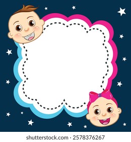 Baby Boy And Baby Girl Letter Card Frame For Party greeting