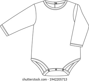 Baby boy girl Onesie bodysuit Romper flat sketch illustration 