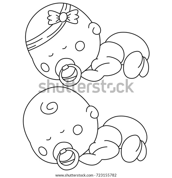 Baby Boy Baby Girl Outline Element Stock Vector (Royalty Free) 723155782