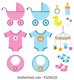 Baby Boy Girl Vector Set Stock Vector (Royalty Free) 91236125 ...